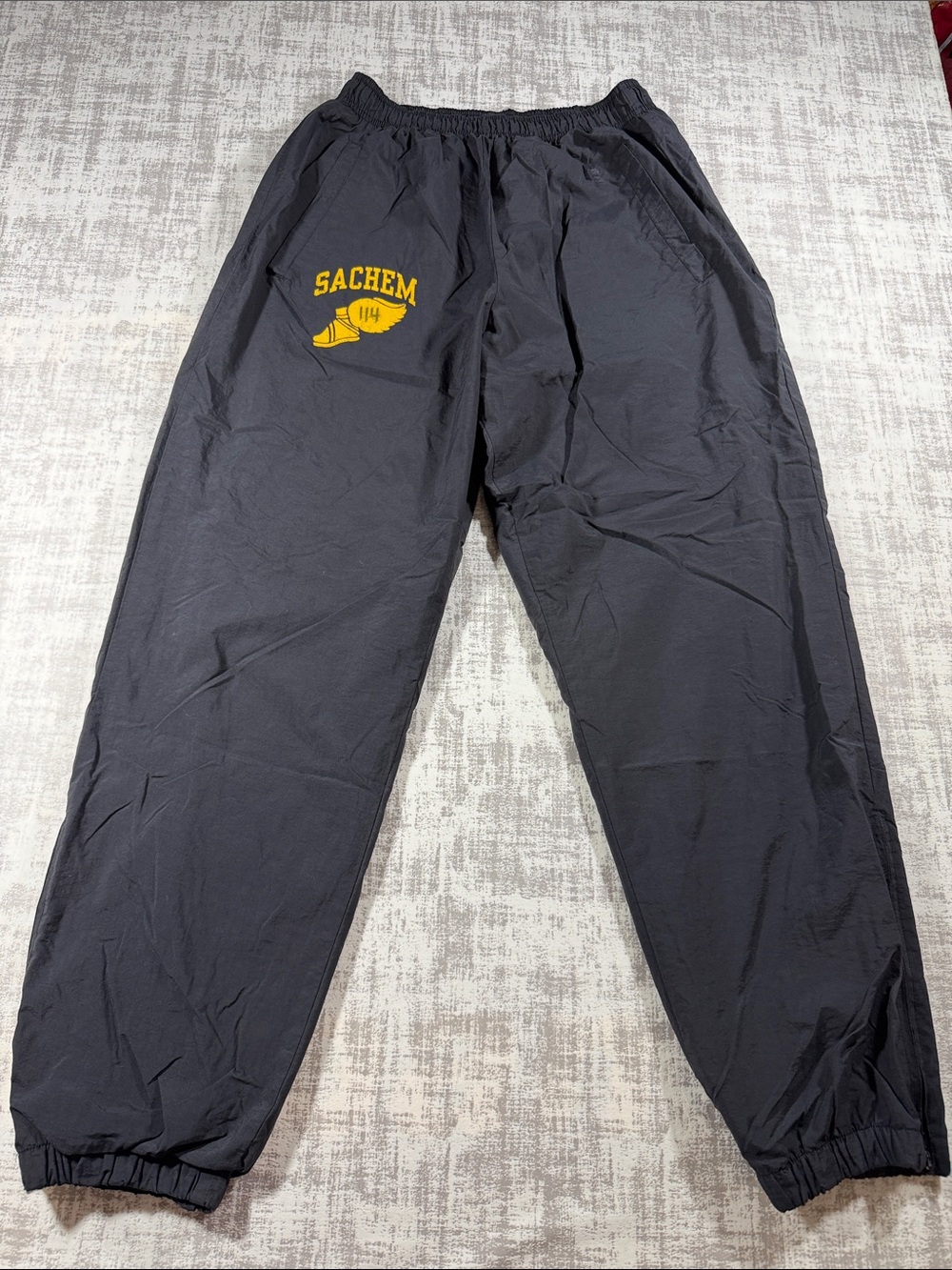 Vintage Russel Sachem Black Athletic Windbreaker Pants Size M